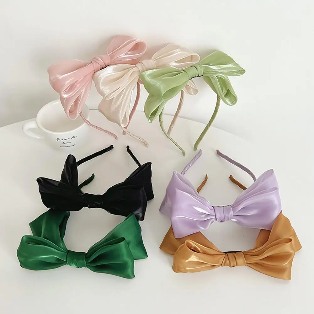 

Headgear Fashion Women Pure Color Bow Headband Headwear Fairy Headband Lightweight Hair Accessories