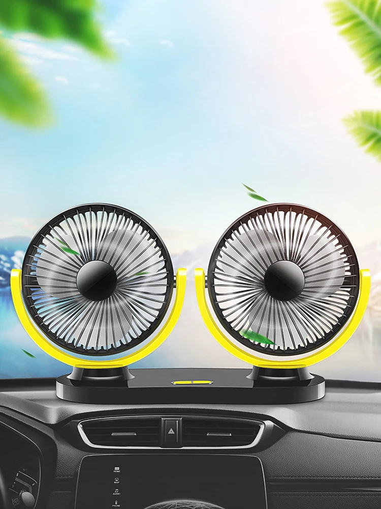 

Universal Car Fan USB Powered Car Cooling Fan 12V/24V Double-Head Fan 3 Gear 360-Degree Adjustable for Car Truck Home Office