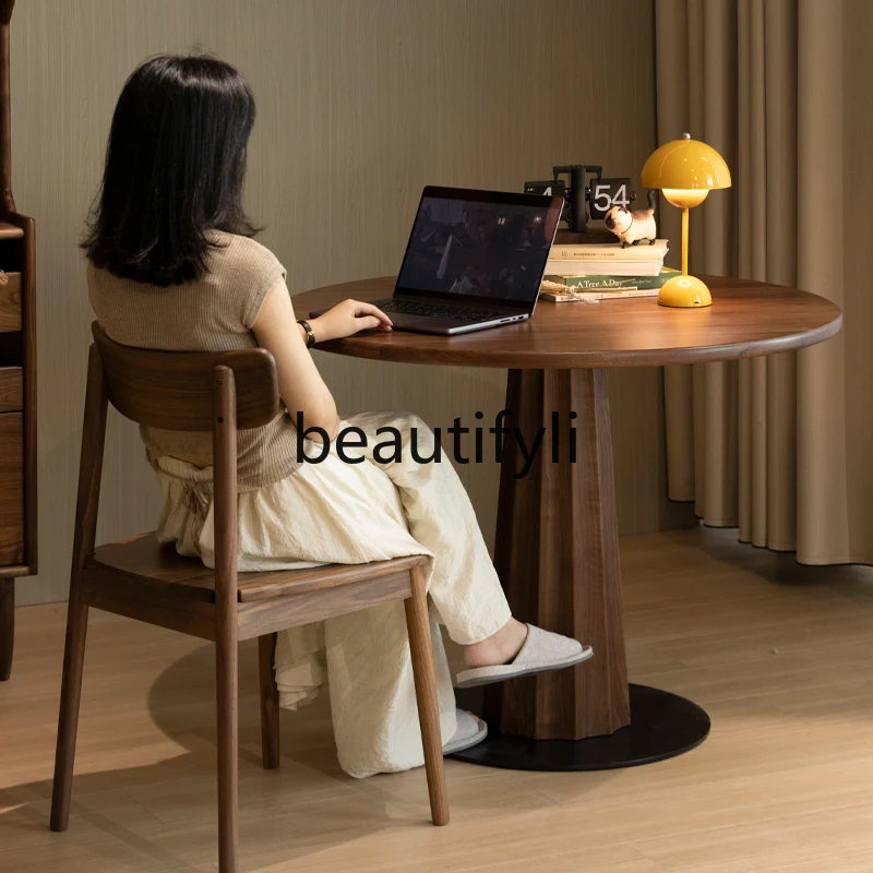 Североамериканский круглый стол Doric из черного ореха обеденный массива дерева в