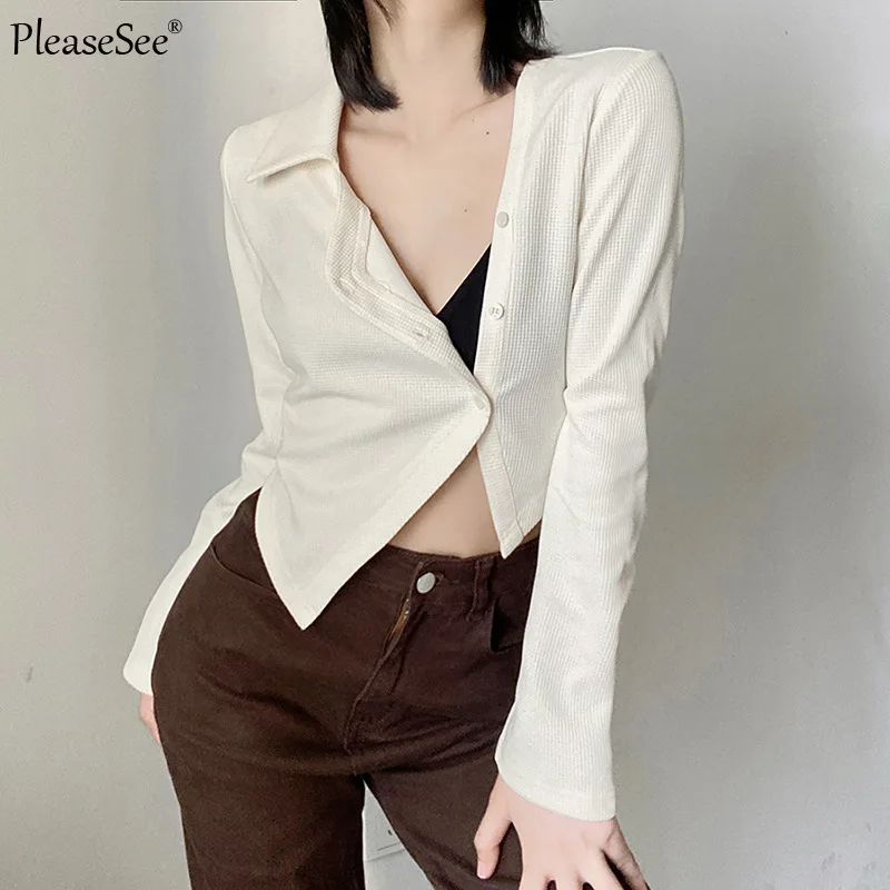 Кроп-Топ женский однобортный с длинным рукавом весна 2022 |