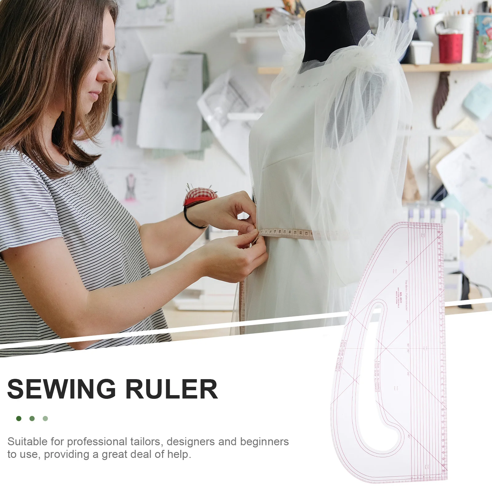 Кривая оценочная линейка Pattern Master Design Notcher Швейные бигуди Ткань Прозрачная
