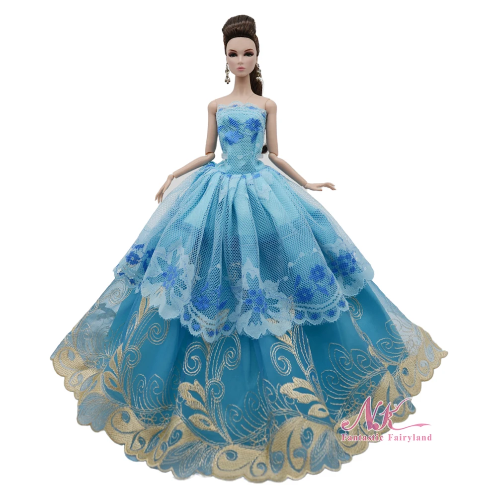 

Официальное синее свадебное платье NK для куклы Барби, 1 шт., свадебное платье, одежда принцессы, юбка для девочек, аксессуары для кукол 1/6