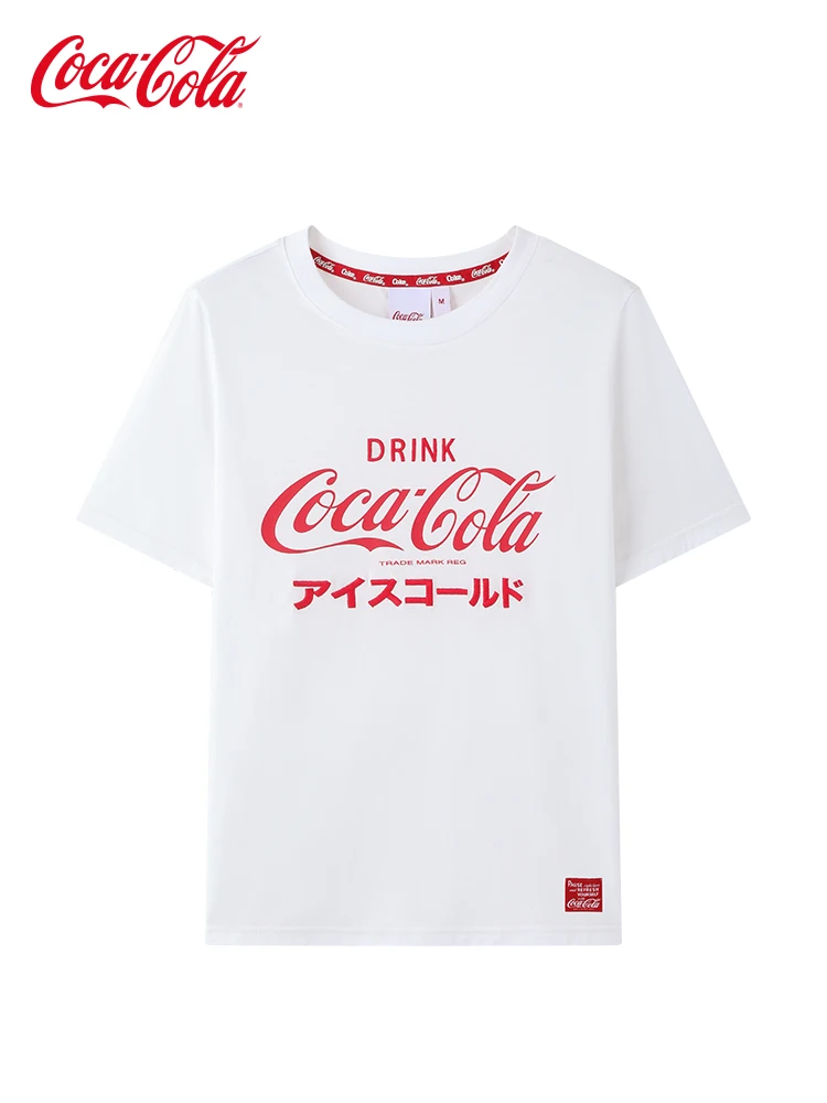 

Coca-Cola Coca-Cola official new short-sleeved summer text LOGO pure cotton loose round neck printed T-shirt trend