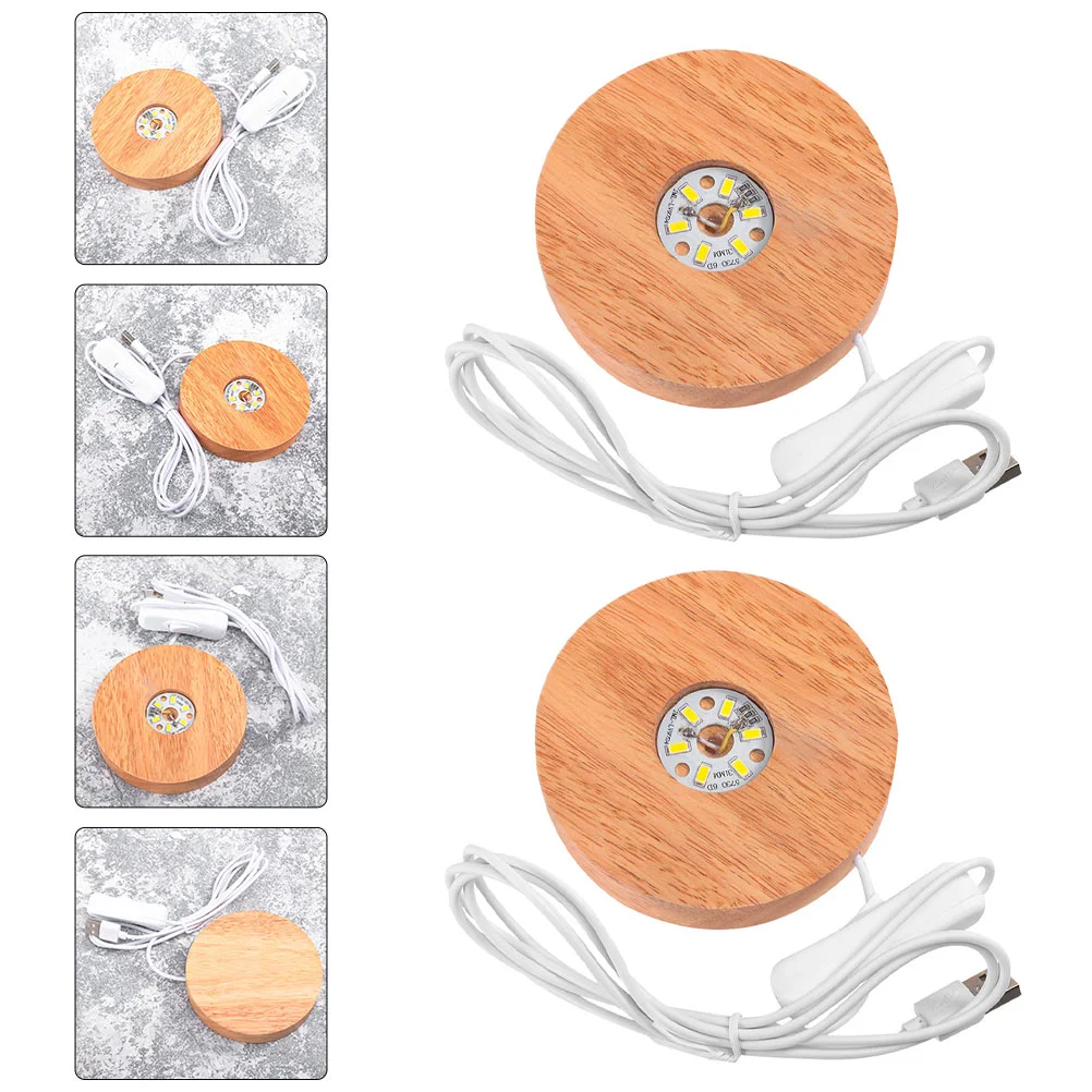 

Base Led Display Light Stand Crystal Wooden Wood Show Vase Lights Lamp Tableballrotating Centerpiece Lighted Craft Colorful