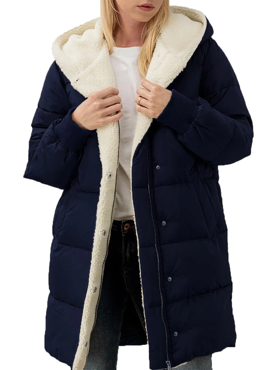 

Womens Winter Warm Coats Sherpa Fleece Lined Long Hooded Puffer Jacket