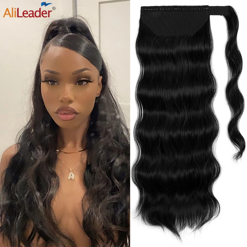 

Long Goddess Ponytail For Women Body Wave Ponytail Clip-in Hair Tails Synthetic Wrap Hairpiece 26" Curly Wavy Pony Tail