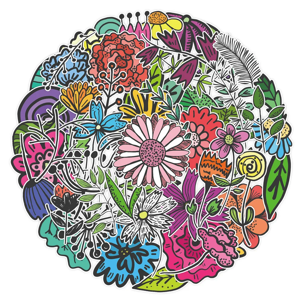 

10/30/50PCS Leaf and Flower Cartoon Graffiti Waterproof Sticker Personalized Decoration Creative Trend SkateboardGuitarWholesale