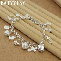batyyiny high quality 925 sterling silver bracelet with multiple pendant zircon bracelets for womens party charm jewelry gift