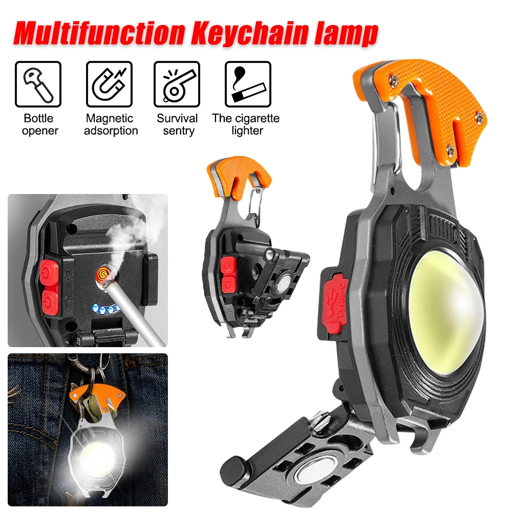 

Mini LED Working keychain Light Portable Pocket Flashlight USB Rechargeable Key Light Lantern Camping Outside Hiking COB Lantern