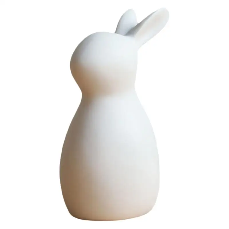 

White Rabbit Ornament Ceramic Craft Easter Creative Simple Ceramic Cute Mini Rabbit Home Layout Decor Desktop Decor (White)