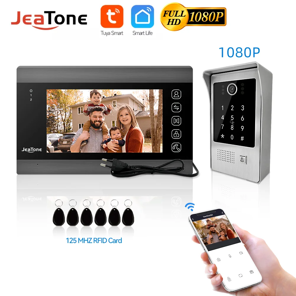 JeaTone 1080P Tuya Video Doorbell Video Intercom Code Keypad for Home with RFID Card, Motion Detection, and Night Vision Camera enlarge