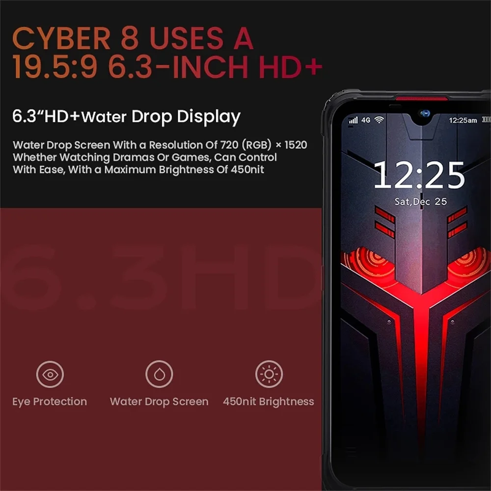 HOTWAV CYBER 8 Rugged Waterproof Mobile Phones 4GB+64GB 6.3 Inch HD Display 8280mAh 16MP Camera NFC 4G Android 11 Smartphones