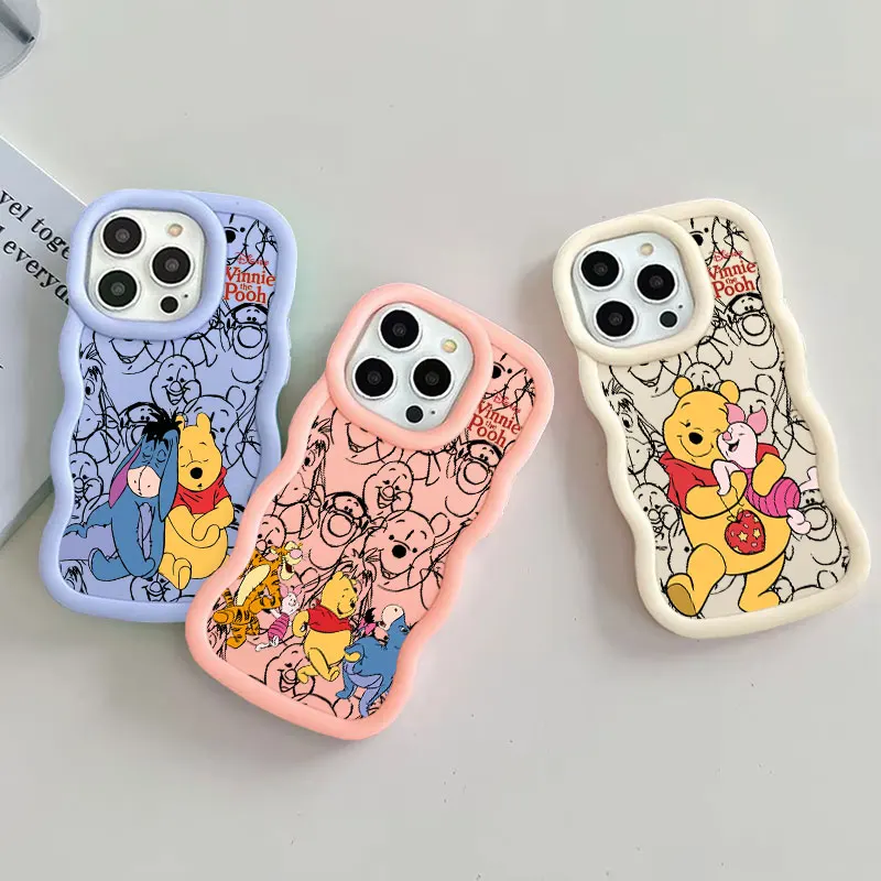 Фото Чехол для телефона Disney Winnie The Pooh Candy Color для iPhone 17 16 15 14 Plus 11 Pro Max 13 12 Mini Air 17E 16E с волнистым краем, мягкий чехол №2