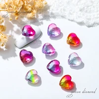 rainbow blooming peach heart crystal for nails diy design flash ing tourmaline glass rhinestone nail art glitter decorations 1cm