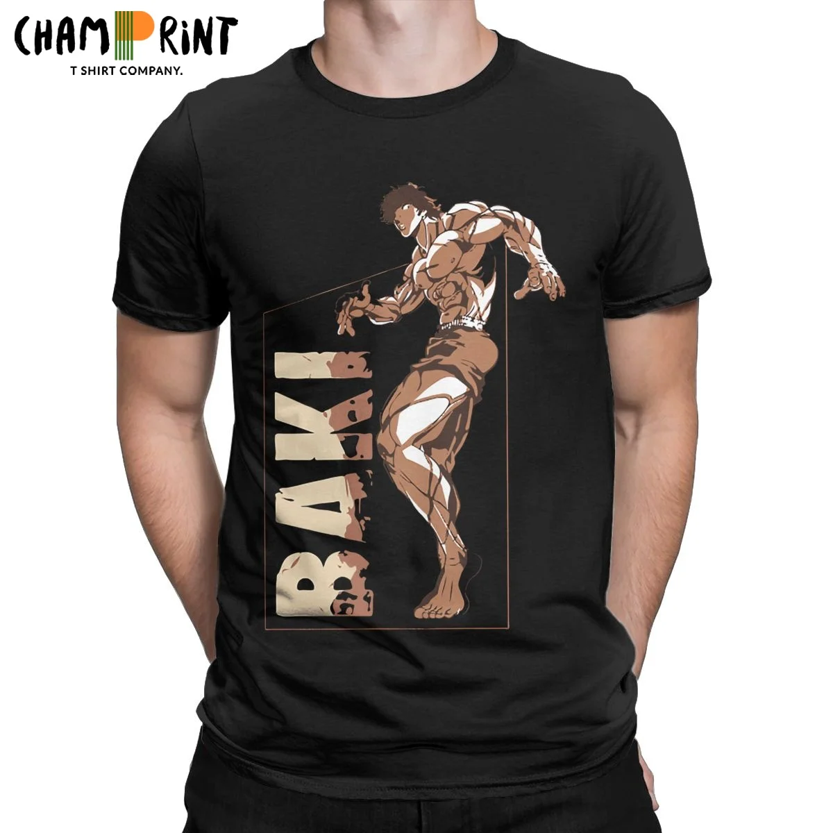 

Men T-Shirt Baki Hanma Grappler Yujiro Vintage 100% Cotton Tees Short Sleeve Anime T Shirts Crewneck Clothing 4XL 5XL 6XL