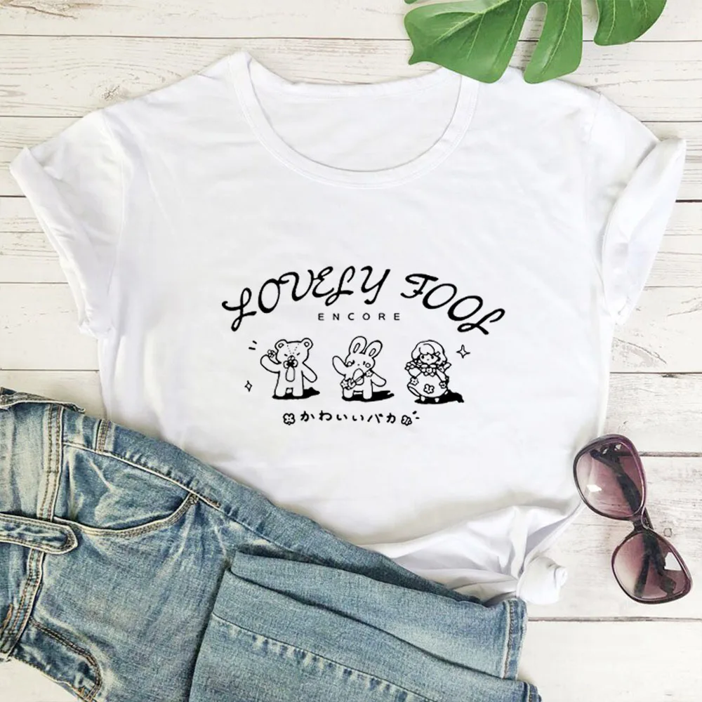 

Lovely Foot Fun Graphic T-shirt Woman Kawaii Japanese Pattern Print Short Sleeve Women T Shirt White Leisure Tops Camisas Mujer