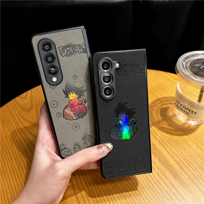 Фото Чехол Anime Dragon Ball Laser для Samsung Galaxy Z Flip 6 Z Fold 4 5 6 7 zfold4/5/6 z флип Zflip7 Zflip5 Son Goku Emboss Cover №1