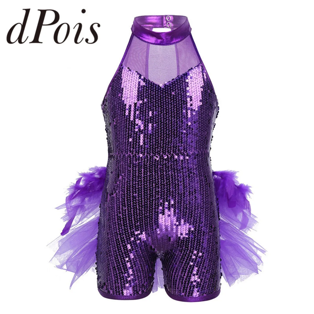 

Kids Sleeveless Shiny Sequins Shorty Unitard Dancewear Girls Jazz Latin Ballet Dance Costume Childs Gymnastics Leotard Jumpsuit