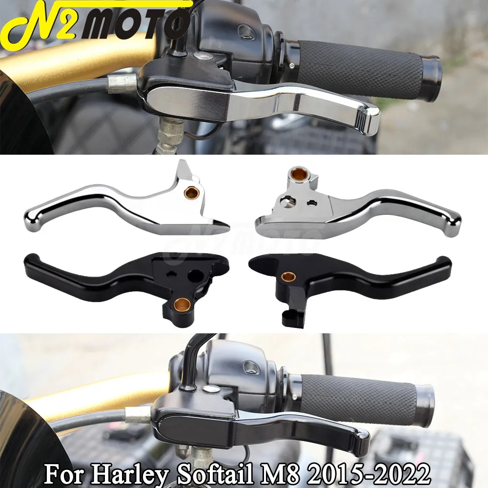 

For Harley Softail 2015-22 Motorcycle CNC 5.3" 5.9" Brake Clutch Lever Low Rider Street Bob Breakout Deluxe Slim FLHC FXBB FLSB