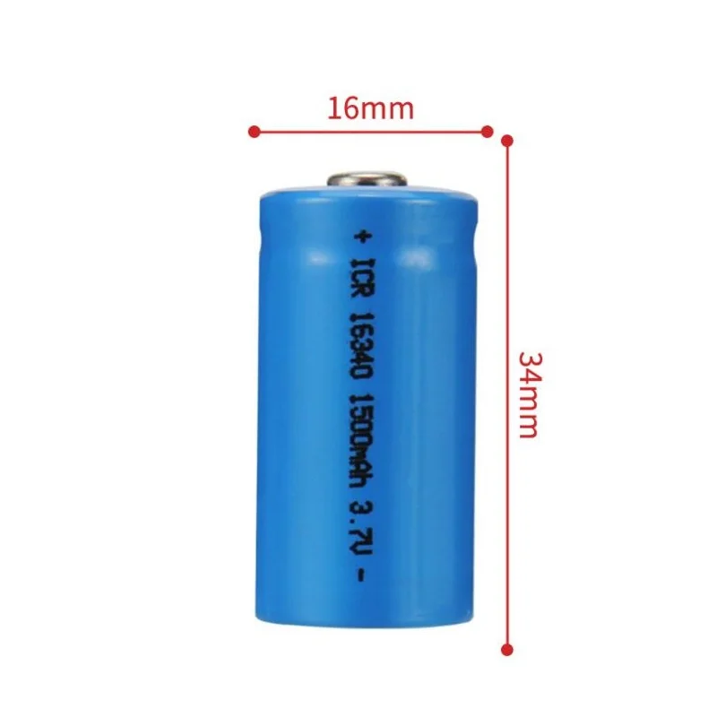 Фото Аккумулятор 16340 CR123A 3.7V 1500mAh, перезаряжаемые литий-ионные батареи для светодиодных фонарей, дорожное зарядное устройство для аккумуляторов CR123A 16340 №3