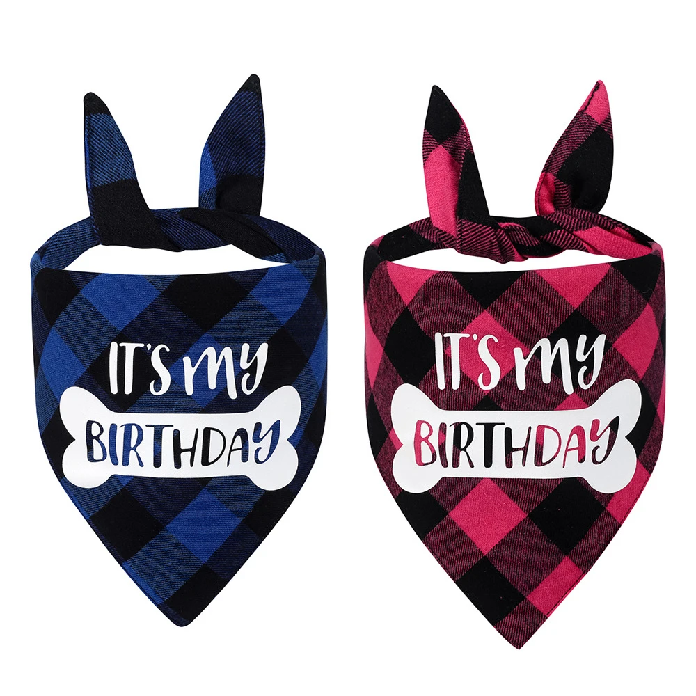 

1 Pcs Large Plaid Bandana for Dag Thick Dog Pet Bandanas Scarf Winter Cotton Pet Supplies Dog Accessories Birthday Dog Bandanas
