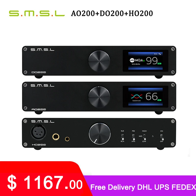 

SMSL AO200+SMSL DO200+SMSL HO200,digital amplifier bluetooth+MQA Audio DAC+HiRes headphone amplifier 16ohm