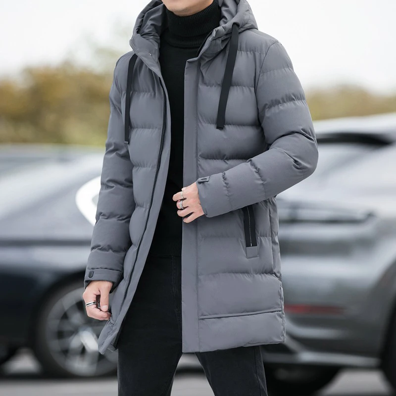 Thicken Mid-length Hooded Foe Men Warm Coat Winter Puffer Jacket Fashion Parka Overcoat Male Winter Warm Long Outwear Hooded