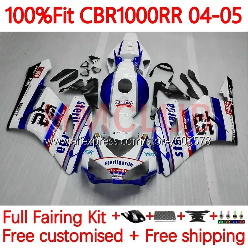 

OEM Body For HONDA CBR1000 CBR 1000 RR CC 1000CC CBR1000RR white blue 2004 2005 CBR 1000RR 04 05 Injection Fairings 115No.11