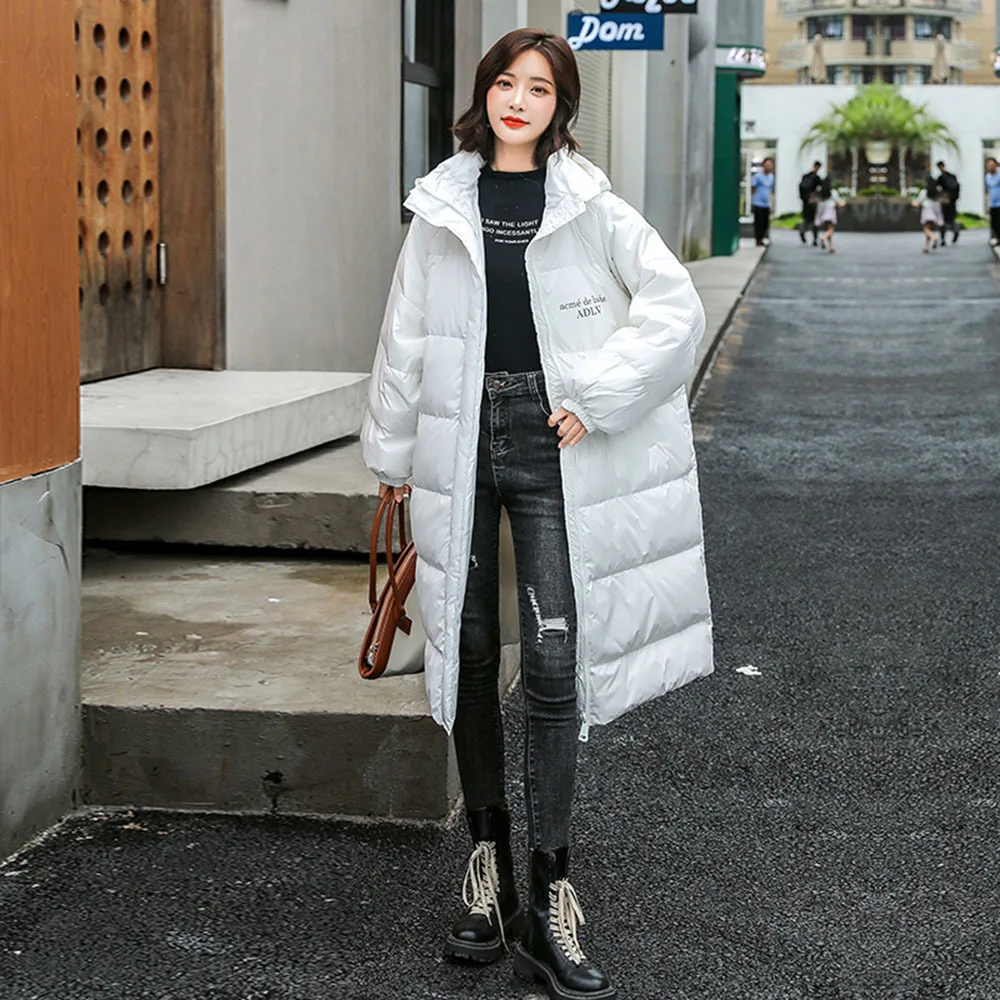 

Women's Winter Down Jacket 2022 New Long Hooded Korean Knee Thickened Temperament Female Jackets Warm Parka Snow Wear