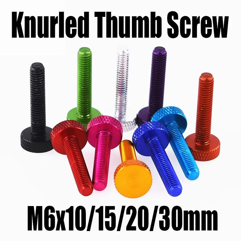 

5PCS M6x10/15/20/30mm Colourful Aluminum Alloy Knurled Thumb Screw Hand Tighten Thumb Screw For DIY/Computer Case/Model Airplane