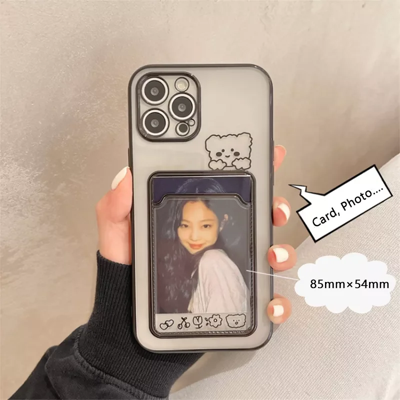 

Factory Direct Selling Card Pocket Bag Wallet Case For iPhone 13 11 12 Pro Max XS Mini XR X 8 7 6S Plus Plating Cute Bear Rabbit