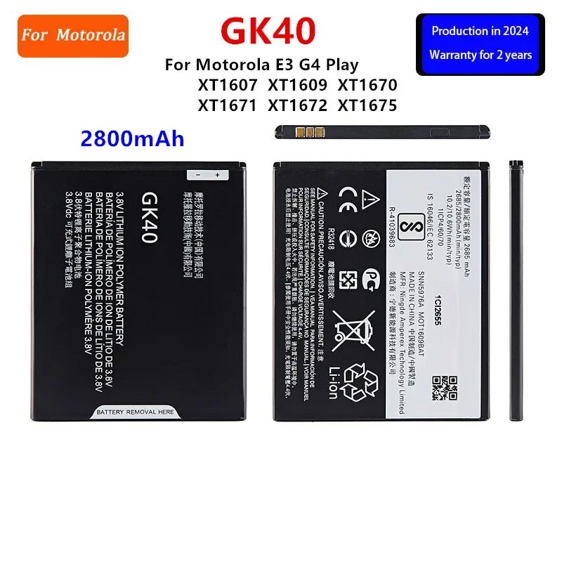 100% оригинальный аккумулятор GK40 2800 мАч для Motorola Moto E3 G4 Play XT1607 XT1609 XT1670 XT1671 XT1672 XT1675