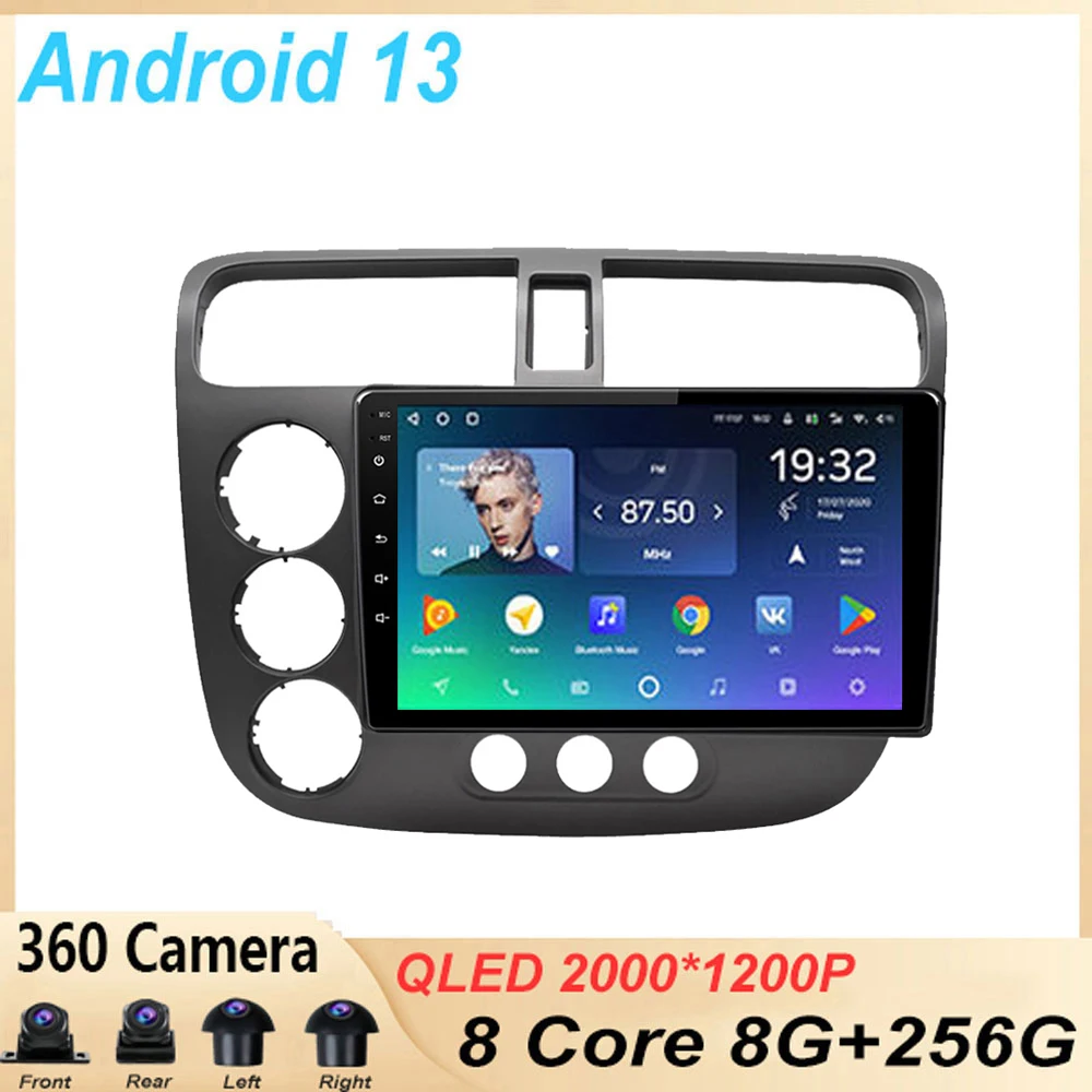 

Автомагнитола 9 дюймов android 13 для Honda Civic 7 LHD RHD 2000-2006, мультимедийный видеоплеер, навигация, автомобильный адаптер GPS BT, беспроводной