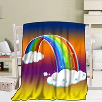 Rainbow Pattern Flannel Throw Blanket Soft Warm Sofa Bed Decor Blanket Kids Adults Camping Picnic Gifts Blanket King Queen Size