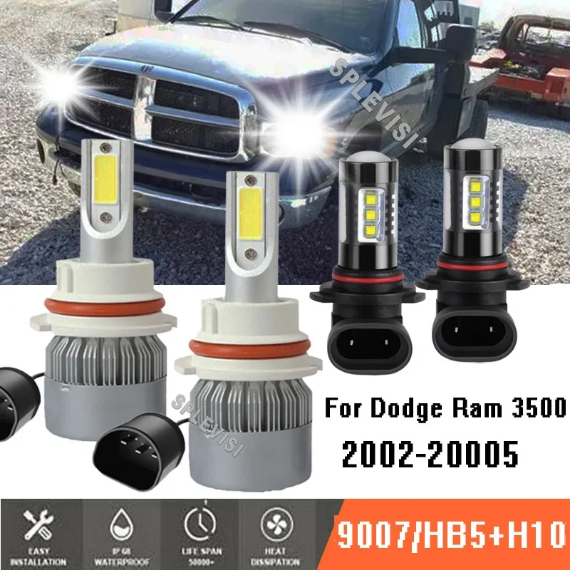 Комплект из 4 светодиодных фар 9007 HB5 H10 противотуманные фары 6000K 12 В для Dodge Ram 3500 Pick
