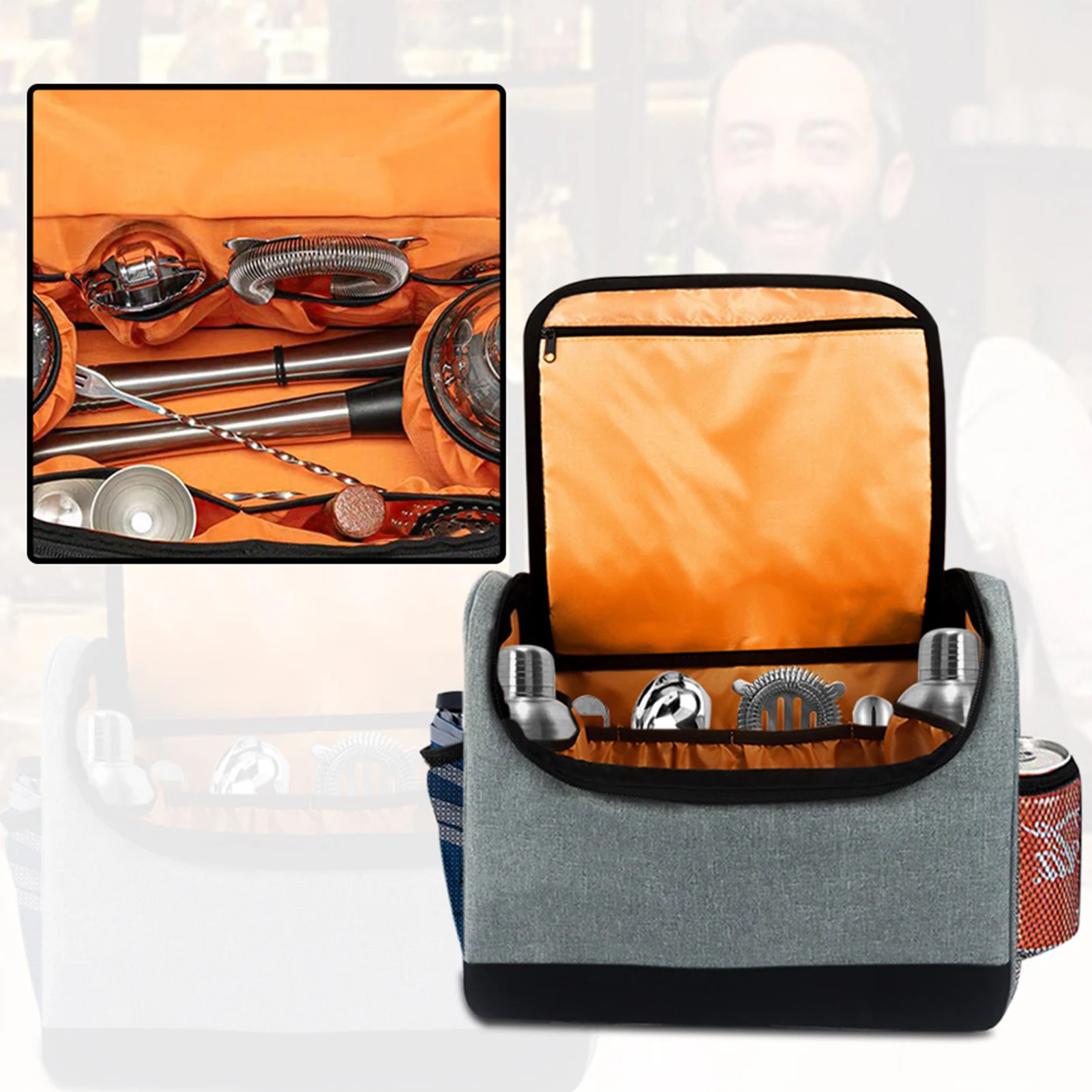 

Bartender Kit Travel Bag with Padded Compartments for Wine Bottles Messenger Bag for Bar Tools for Indoor Outdoor Patio Party