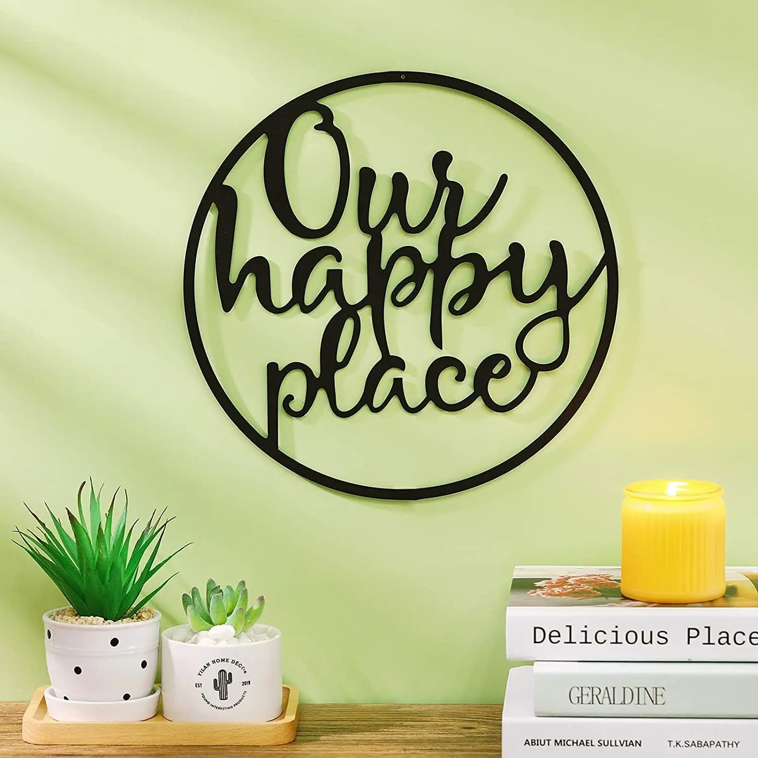 

New Our Happy Place Metal Wall Sign Metal Wall Hanging Art Indoor Wall Decor