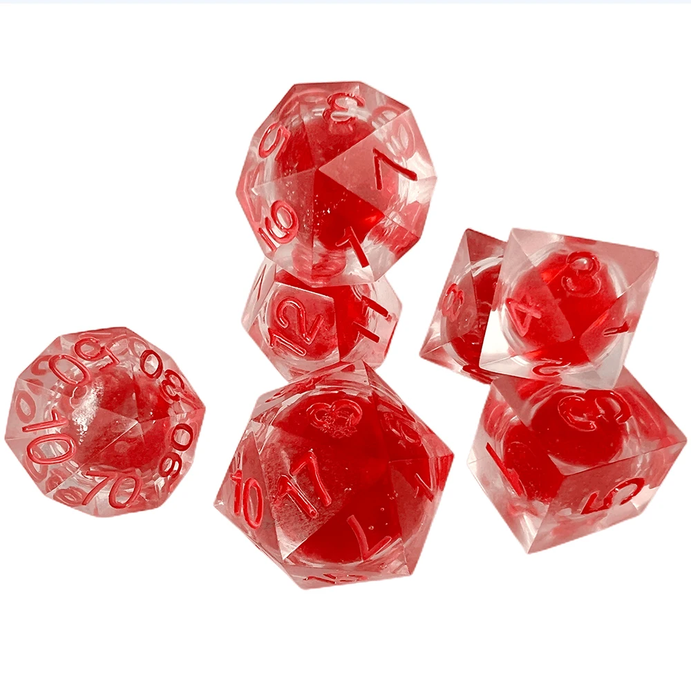 Liquid Sharp Edge Polyhedral Dice Set D4-D20 for Table Board Role Playing Game Entertainment Supplies with PU Leather Bag