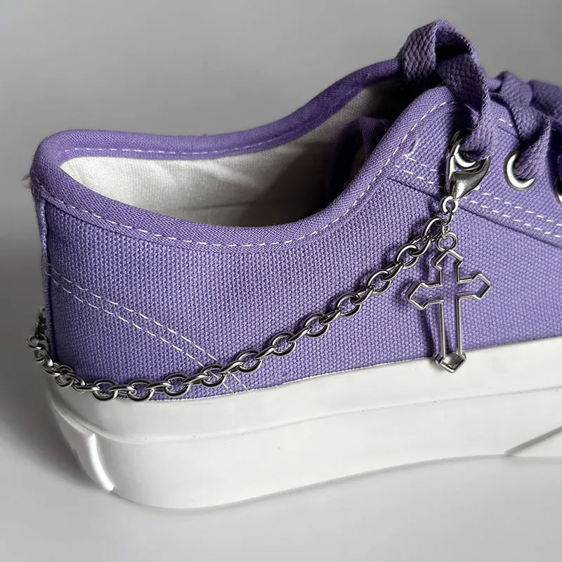 2PCS Punk Stainless Steel Chunky Chains Shoe Buckles Vintage Cute Transparent Bear Shoes Accessories Creative Jewelry Wholesale