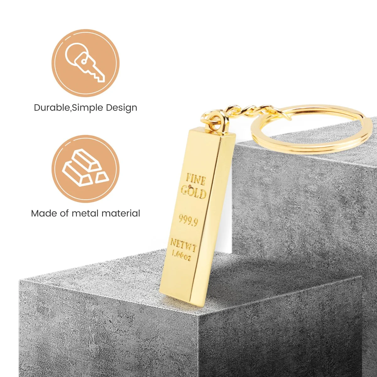 Миниатюрный кулон-брелок из искусственного золота 9999 кольцо-брелок