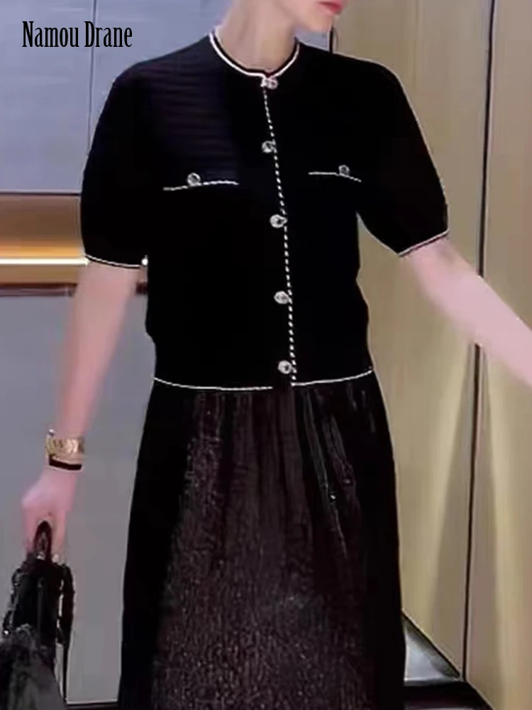 

Namou Drane белая футболка с коротким рукавом с вырезами для женщин Лето 2022 шикарный и потрясающий трикотажный топ с пузырьковыми рукавами