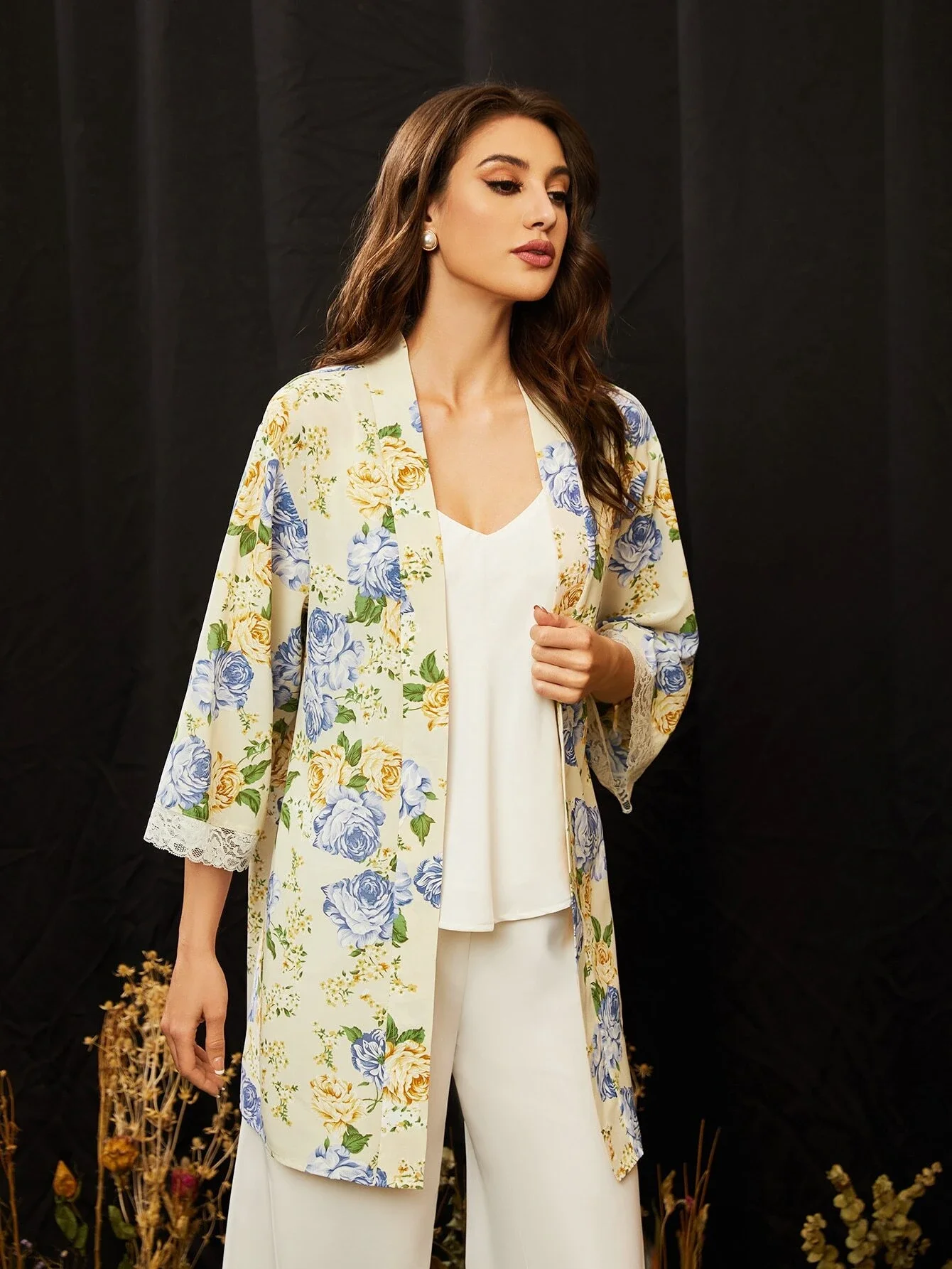 

Floral Print Belted Sleep Robe