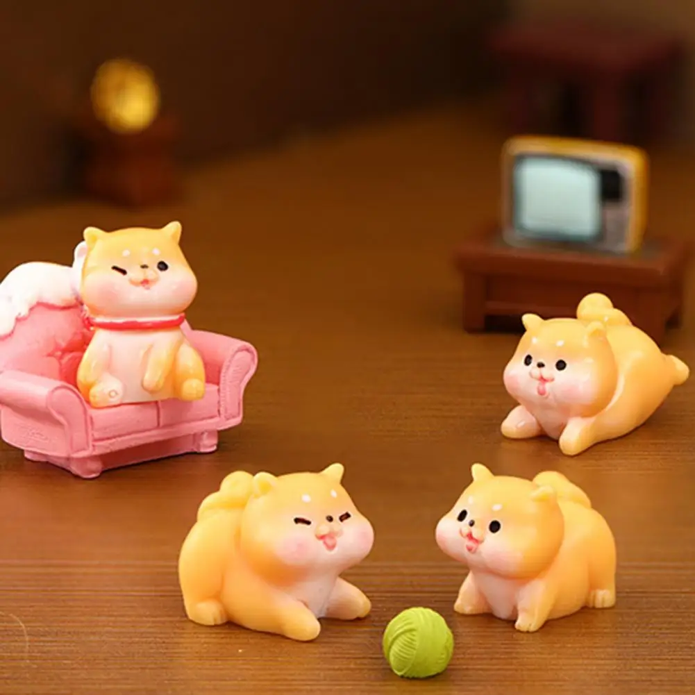 

2Pcs Dog Ornaments Vivid Eye-catching Handmade Casting Mini Adorable Puppy Miniature Figurines for Garden