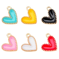 20pcs fashion enamel colorful heart charms love pendants jewelry making earrings bracelet necklace diy handmade craft supplies