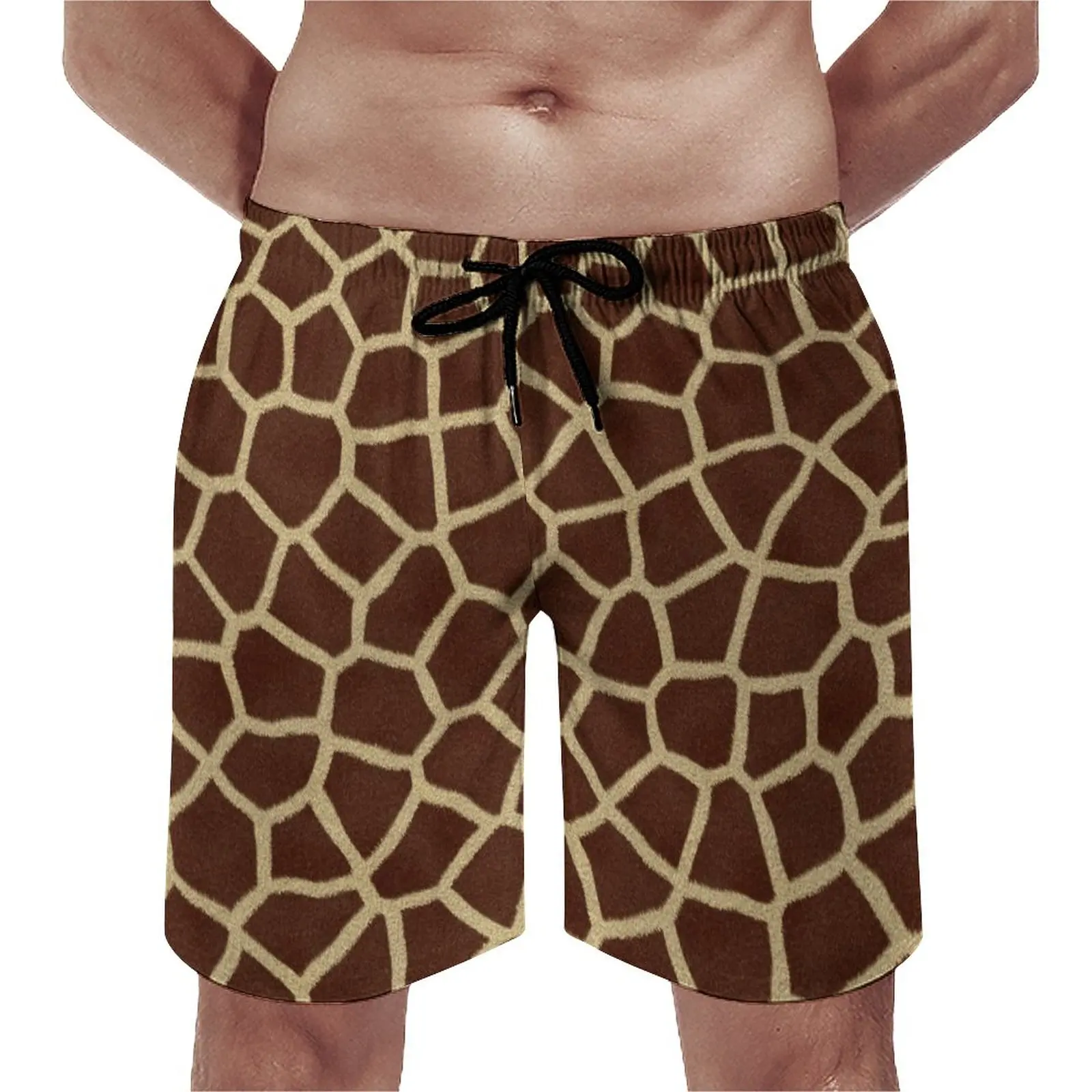 

Board Shorts Brown Giraffe Fashion Beach Trunks Animal Print Males Fast Dry Sports Fitness Hot Sale Plus Size Beach Short Pants