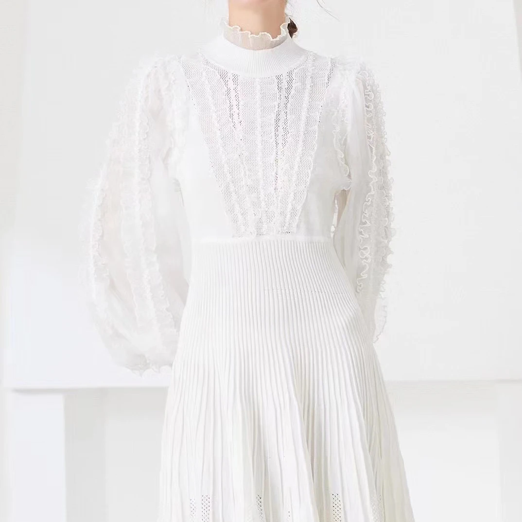 

Новинка, Лидер продаж 2022, летнее высококачественное льняное шелковое платье, женские платья-миди с каскадными оборками на рукавах, фиолетов...