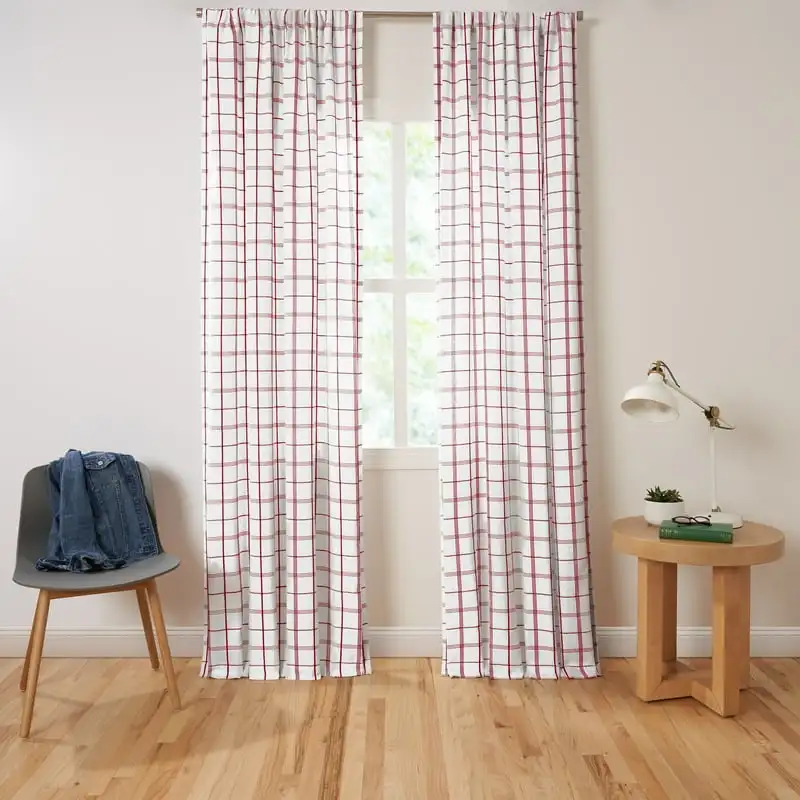 

Light Filtering Organic Cotton Rod Pocket Window Curtain Pair White/Red 63 Kitchen curtains sets Cortinas para salas Pink curtai