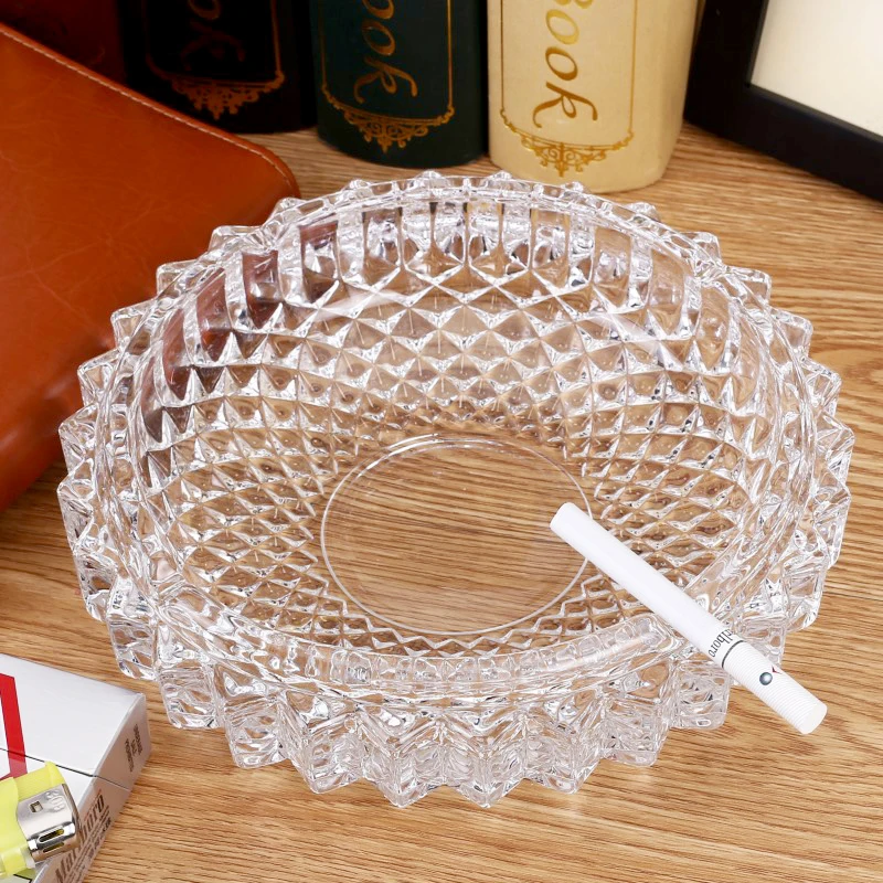 

Dia. 13cm Ashtray Premium Decorative Cigarette Ashtray Ash Holder for Smokers Desktop Smoking Ash Tray in Glass Round