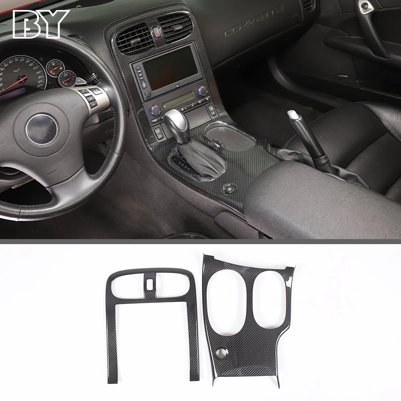 

Real Carbon Fiber Center Console Panel Gearshift Cupholder Frame Cover Trim For Chevrolet Corvette C6 2005-2013 Car Accessories