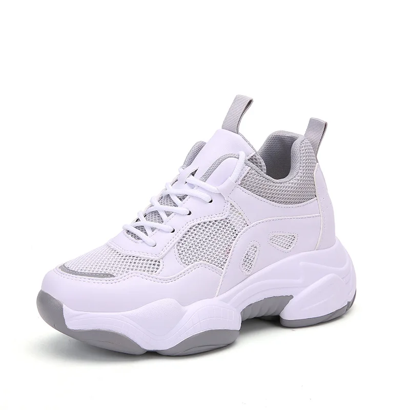 Kfnx Spring 2023 Women Inner Height Increasing Canvas Wedge Shoes Trainers Female Sneakers Woman Casual Thick Bottom Sneaker